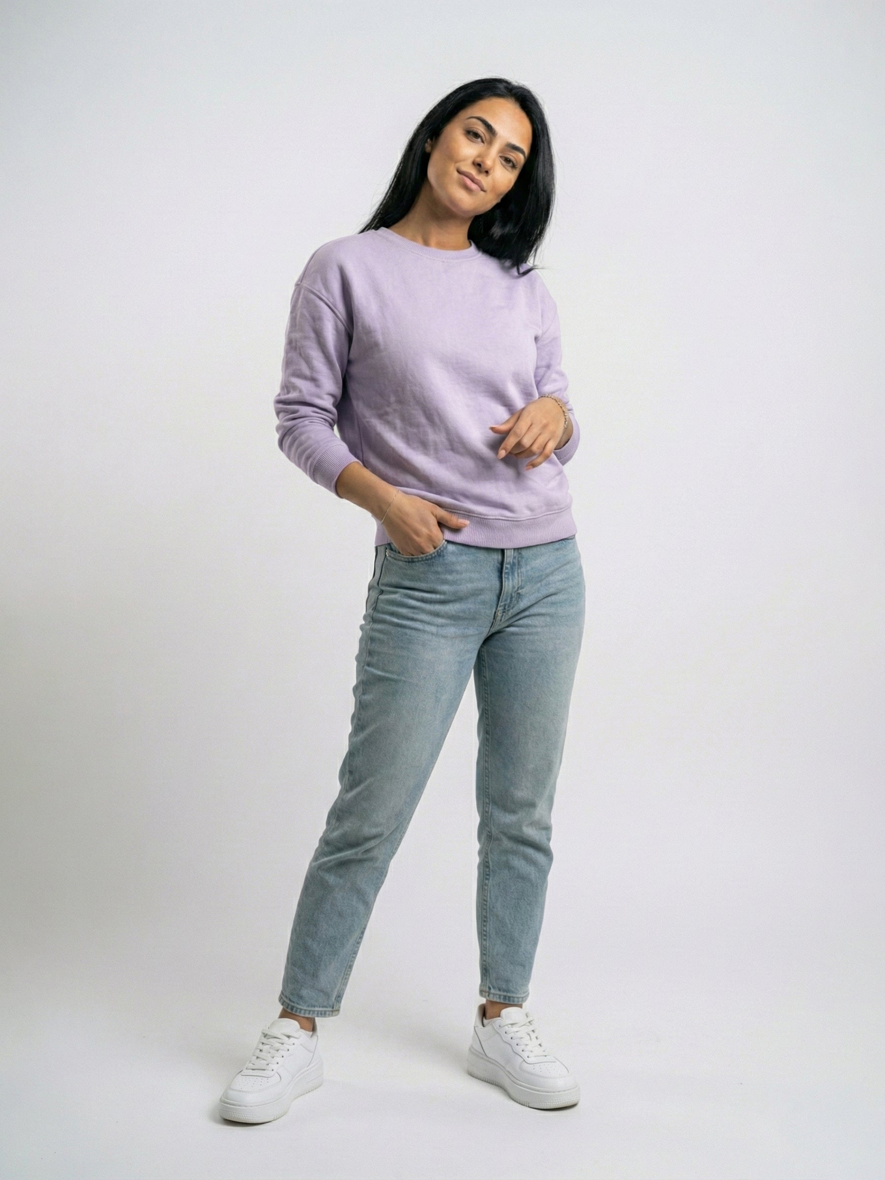 SOLID LIGHT PURPLE SWEATSHIRT