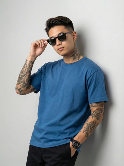SOLID BLUE T SHIRT
