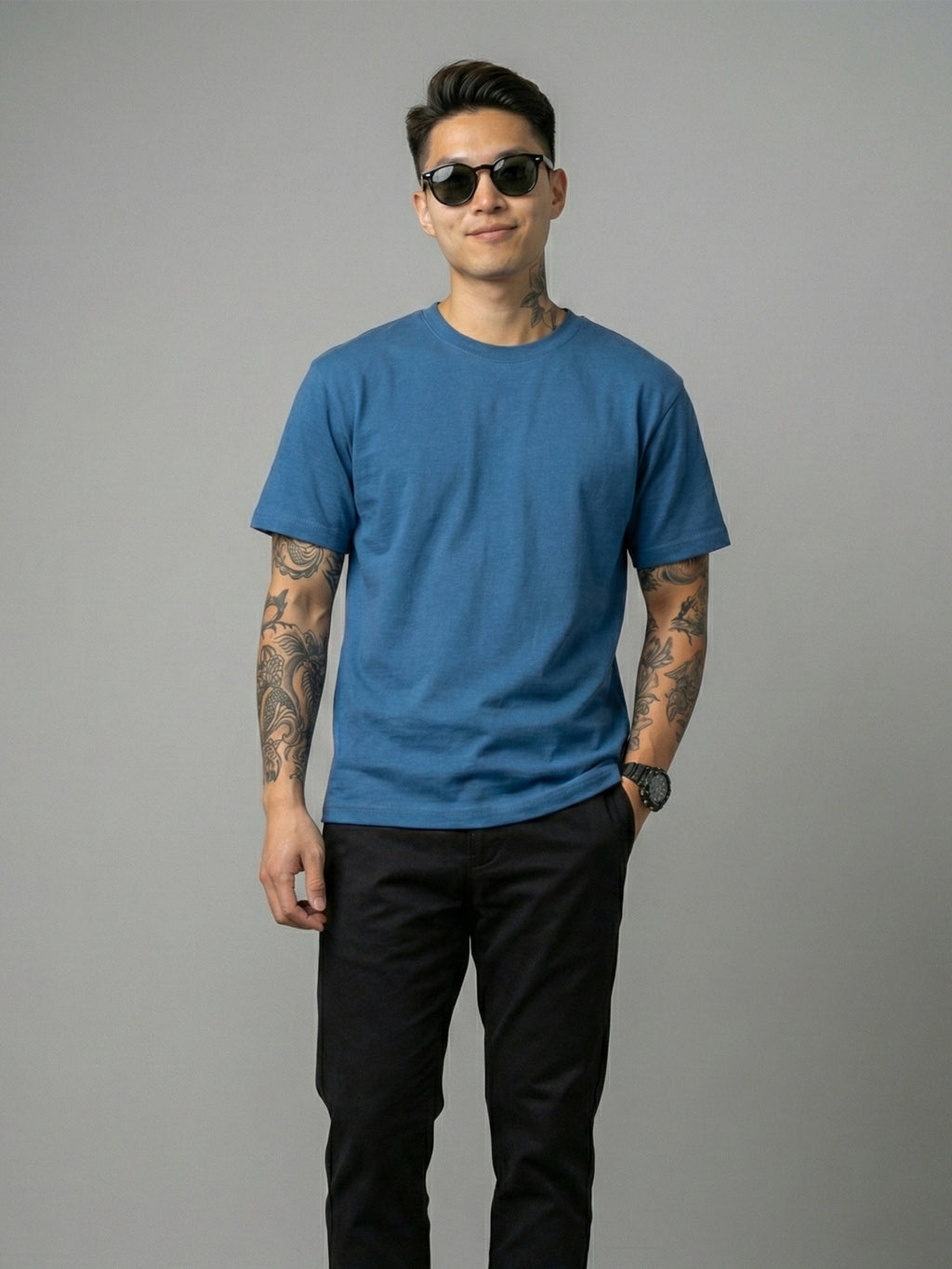 SOLID BLUE T SHIRT