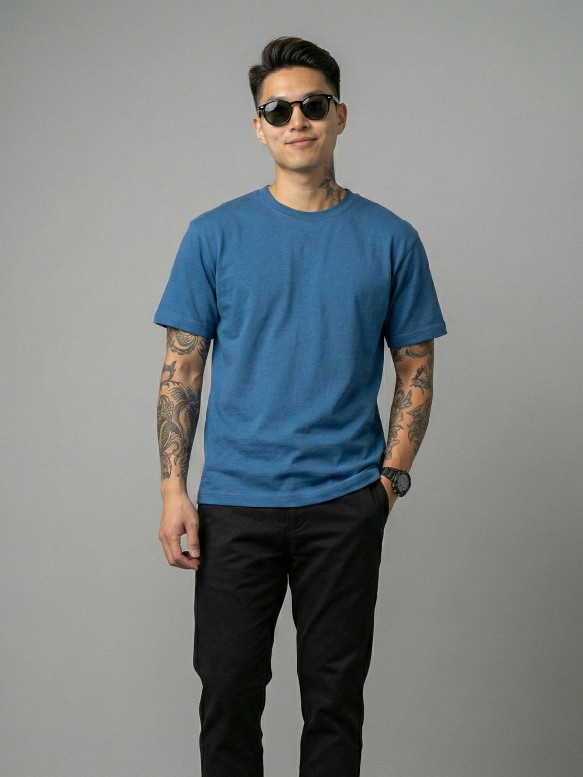 SOLID BLUE T SHIRT